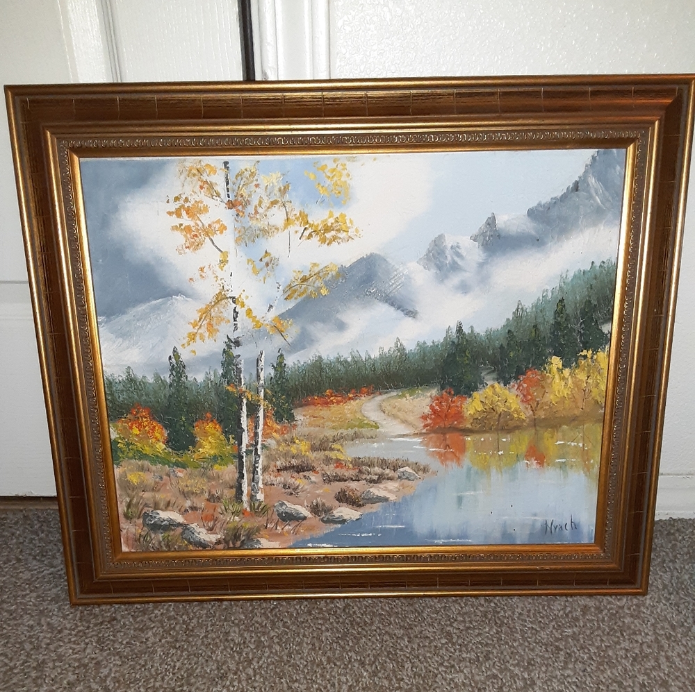 Vintage Forest trail Oil Painting Canvas Frame